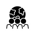 Black solid icon for Population, folk and citizens