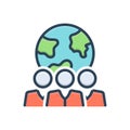 Color illustration icon for Population, folk and citizens