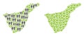 Population and Plantation Tenerife Spain Island Map