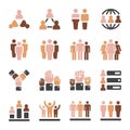 Population skin tone icon set