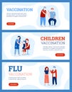 Population vaccination concept for immunity health, cartoon vector illustration. Royalty Free Stock Photo