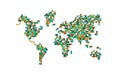 Population world map of houses and green tree parks Royalty Free Stock Photo