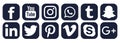 Set of popular social media logos icons Instagram Facebook Twitter YouTube WhatsApp Pinterest LinkedIn snapchat element vector Royalty Free Stock Photo