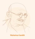 Porbandar, Porbandar State, Kathiawar Agency, British India 2 October 1869-30 January 1948 Mahatma Gandhi hand drawing vector Royalty Free Stock Photo