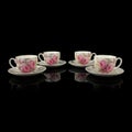 Porcelain antique cup with saucer. vintage hand painted ceramic tea set. Royalty Free Stock Photo