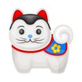 Porcelain Cat as Japanese Figurine Bringing Luck Vector Illustration Royalty Free Stock Photo