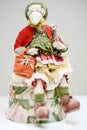 Porcelain clay bird white christmas jacket doll