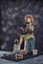 Porcelain clay ginger girl vintage dress bonnet tea