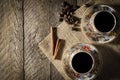 Porcelain coffee cup on wooden table Royalty Free Stock Photo