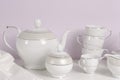 Porcelain or crockery tea and coffee set Royalty Free Stock Photo