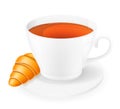 Porcelain cup and croissant vector illustration Royalty Free Stock Photo