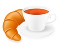 Porcelain cup and croissant vector illustration Royalty Free Stock Photo