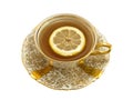 Porcelain cup with tea and lemon Royalty Free Stock Photo