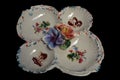 Porcelain dinnerware on black background Royalty Free Stock Photo