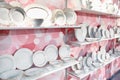 Porcelain dishes in store household goods