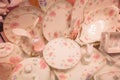 porcelain dishware set with floral design Royalty Free Stock Photo