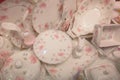 porcelain dishware set with floral design Royalty Free Stock Photo