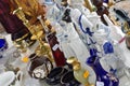 Porcelain figurines decorative objects flea market Royalty Free Stock Photo