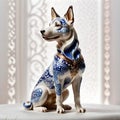 Porcelain figurines Dog. Sculptures made of porcelain and earthenware. Miniature figurines made of ceramics