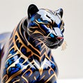 Porcelain figurines leopard. Sculptures made of porcelain and earthenware. Miniature figurines made of ceramics