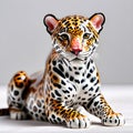 Porcelain figurines leopard. Sculptures made of porcelain and earthenware. Miniature figurines made of ceramics