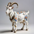 Porcelain figurines goat. Sculptures made of porcelain and earthenware. Miniature figurines made of ceramics