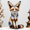 Porcelain figurines Fox Fenech. Sculptures made of porcelain and earthenware. Miniature figurines made of ceramics