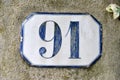 Porcelain house number ninety-one