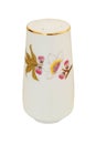 Ceramic salt shaker with a pattern of birdie isolated on a white background. Porcelain tableware Royalty Free Stock Photo