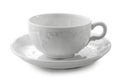 Porcelain tea cup and saucer isolated on white background Royalty Free Stock Photo