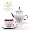 Porcelain teapot and teacup