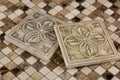 Porcelain tile and travertine mosaic