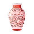 Porcelain Vase with Ornament as China Object and Traditional Cultural Chinese Symbol Vector Illustration