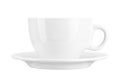 Porcelain white cup and saucer for tea or coffee isolated on white background Royalty Free Stock Photo
