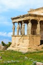 Porch of the Caryatids of Erechtheion ancient Greek temple Royalty Free Stock Photo