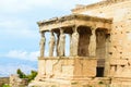 Porch of the Caryatids of Erechtheion ancient Greek temple Royalty Free Stock Photo