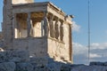 The Porch of the Caryatids in The Erechtheion an ancient Greek temple on the north side of the Acropolis of Athens, Greece Royalty Free Stock Photo