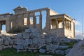 The Porch of the Caryatids in The Erechtheion an ancient Greek temple on the north side of the Acropolis of Athens, Greece Royalty Free Stock Photo