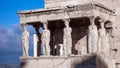 The Porch of the Caryatids in The Erechtheion an ancient Greek temple on the north side of the Acropolis of Athens Royalty Free Stock Photo