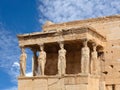 Porch of the Caryatids at famous ancient Erechtheion Greek temple in Athens, Greece Royalty Free Stock Photo