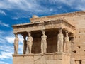 Porch of the Caryatids at famous ancient Erechtheion Greek temple in Athens, Greece Royalty Free Stock Photo