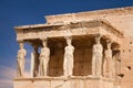 Porch of the Caryatids at famous ancient Erechtheion Greek temple on the north side of the Acropolis of Athens in Greece Royalty Free Stock Photo