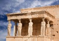 Porch of the Caryatids at famous ancient Erechtheion Greek temple on the north side of the Acropolis of Athens in Greece Royalty Free Stock Photo
