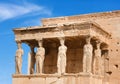 Porch of the Caryatids at famous ancient Erechtheion Greek temple on the north side of the Acropolis of Athens in Greece Royalty Free Stock Photo