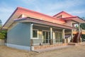 Porch on front view of bungalow new family house Royalty Free Stock Photo