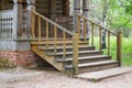 Porch of an old wooden house in the summer