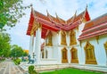 The porch of Phra Vihara Somdej of Wat Benchamabophit Dusitvanaram Marble Temple, Bangkok, Thailand Royalty Free Stock Photo