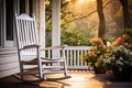 Porch Rocking Chair with Potted Plant Royalty Free Stock Photo
