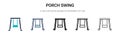 Porch swing icon in filled, thin line, outline and stroke style. Vector illustration of two colored and black porch swing vector Royalty Free Stock Photo