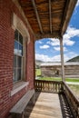 Porch view from the abandoned Hotel Meade in Bannack ghost town in Montana Royalty Free Stock Photo